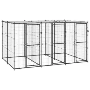 image of Vidaxl Outdoor Dog Kennel Steel With Roof 7.26 M