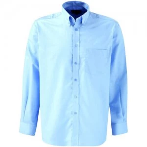 Image of Dickies Mens Oxford Weave Long Sleeve Shirt Blue Size 15