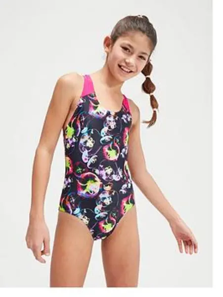 Image of Speedo Girls Allover Splashback - Orange, Size 13-14 Years, Women