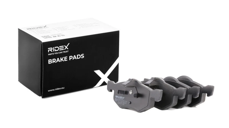 Image of RIDEX 402B0401 Brake pad set Front Axle, not prepared for wear warning indicator, with piston clip Brake Pad Set,disc brake (402)