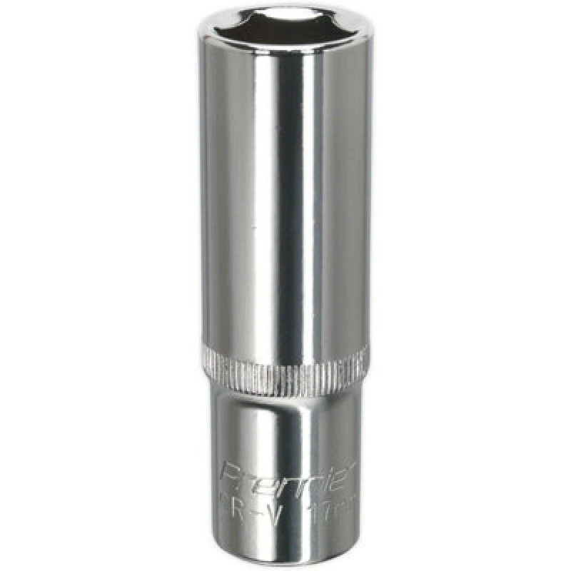 Image of Loops 17mm Forged Steel DEEP Drive Socket - 1/2" Square Drive Polished Chrome Vanadium Metallics