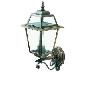 Image of 1 Light Outdoor Wall Lantern Black, Gold IP44, E27