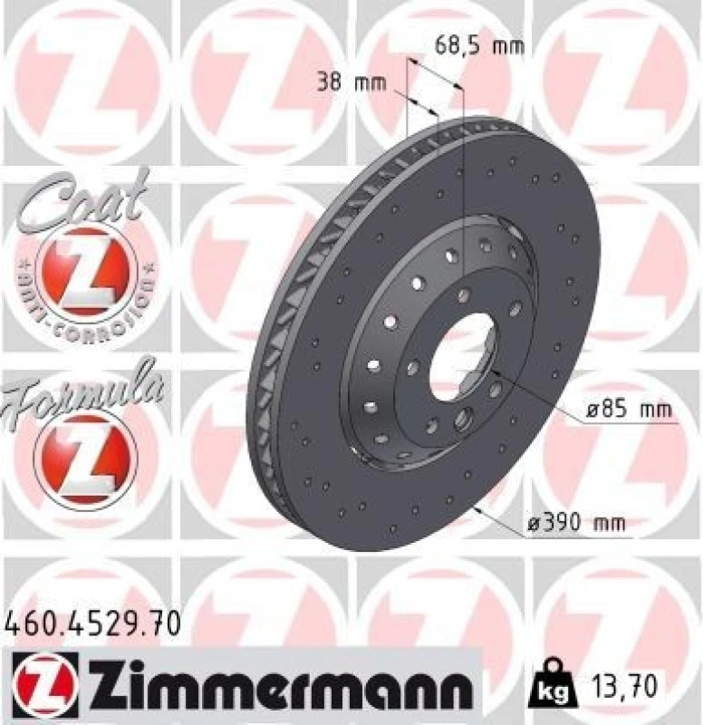 Image of ZIMMERMANN Brake disc ZIMMERMANN 460.4529.70