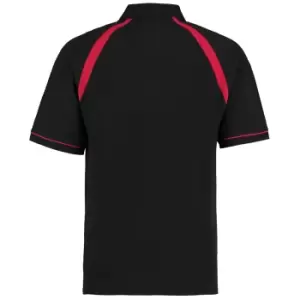 Image of Kustom Kit Oak Hill Mens Short Sleeve Polo Shirt (M) (Black/Bright Red)