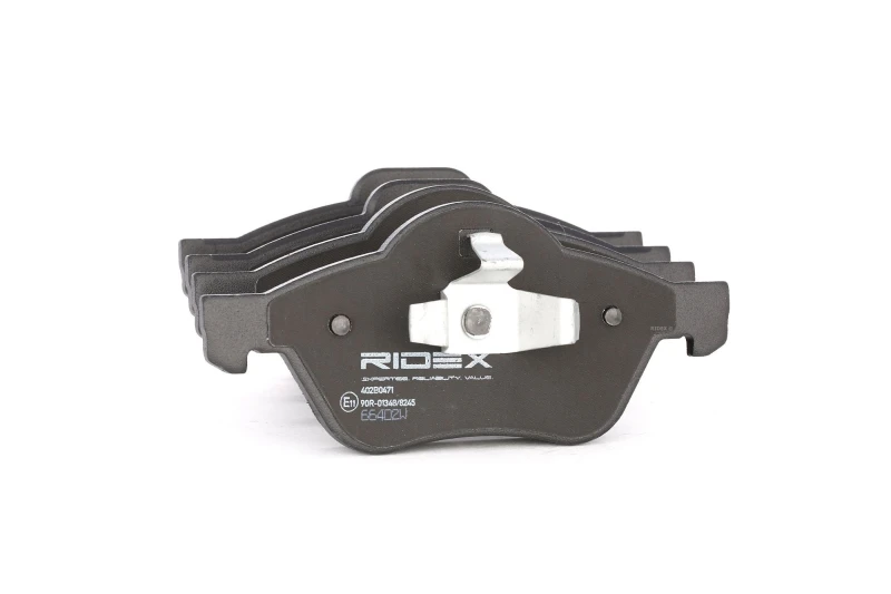 Image of RIDEX 402B0471 Brake pad set Front Axle, excl. wear warning contact, with spring, with anti-squeak plate Brake Pad Set,disc brake (402)