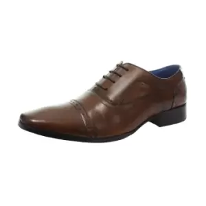 Image of Roamers Mens 4 Eyelet Punched Cap Leather Oxford Shoes (10 UK) (Black)