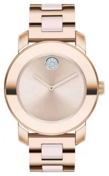 image of Movado Bold Rose Gold Plated Bracelet Rose Gold Dial Watch