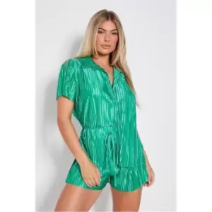 Image of I Saw It First Green Plisse Shirt And Short Co-Ord - Green