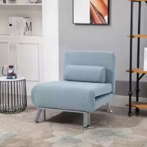 Image of Homcom Single Folding 5 Position Steel Convertible Sleeper Chair Sofa Bed Blue