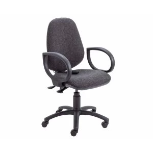 image of TC Office Calypso Twin Lever Ergonomic Chair with Lumbar Pump and Fixed Arms, Charcoal