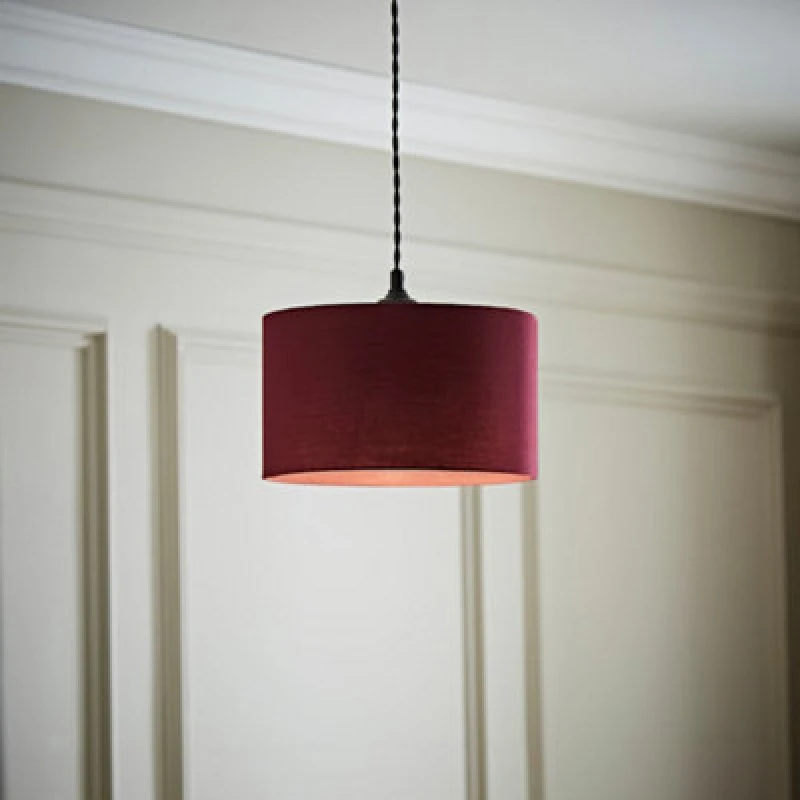 Image of Valuelights Reni Plum Fabric Drum Ceiling Lamp Shade (D)25Cm