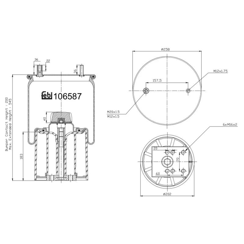 Image of FEBI BILSTEIN 106587 Boot, air suspension Boot,air suspension (324)