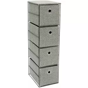 JVL Silva 4 Drawer Narrow Fabric Storage Tower, Grey