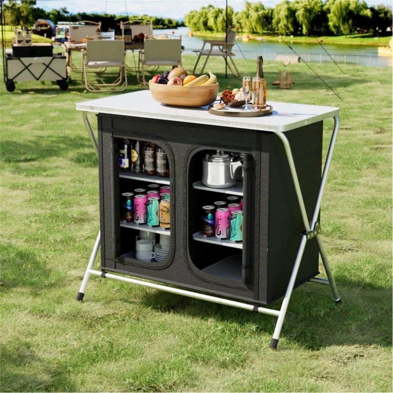 Image of Breeins Camping 6-tier Portable Aluminium Alloy Camping table Black unisex One size
