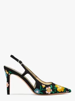 Image of Valerie Slingback Pumps - Floral Garden Black - 6