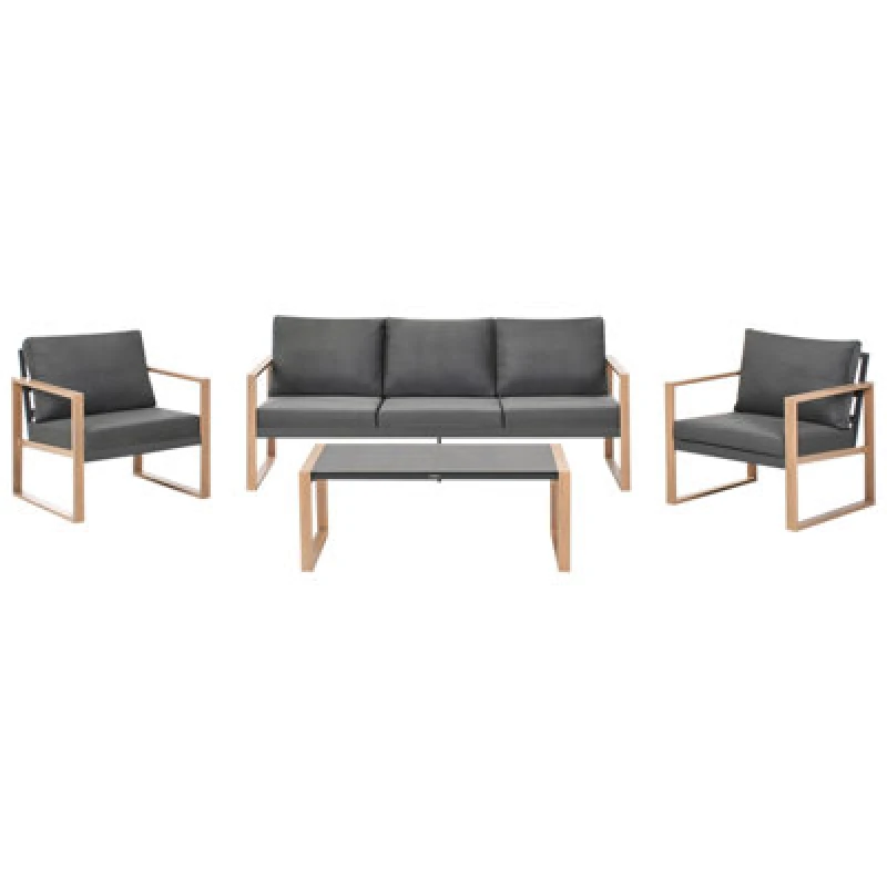 Image of Beliani Garden Lounge Set With Table 5 Seater Gelso Metal Dark Grey