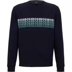 Image of BOSS Embroidered Logo Sweater - Blue