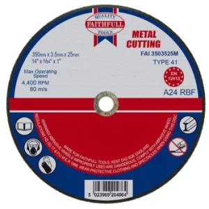 Image of Faithfull FAI3503525M Metal Cut Off Disc 355 x 3.5 x 25.4mm