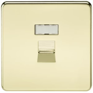 Image of KnightsBridge Screwless Polished Brass RJ45 Network Outlet Wall Socket