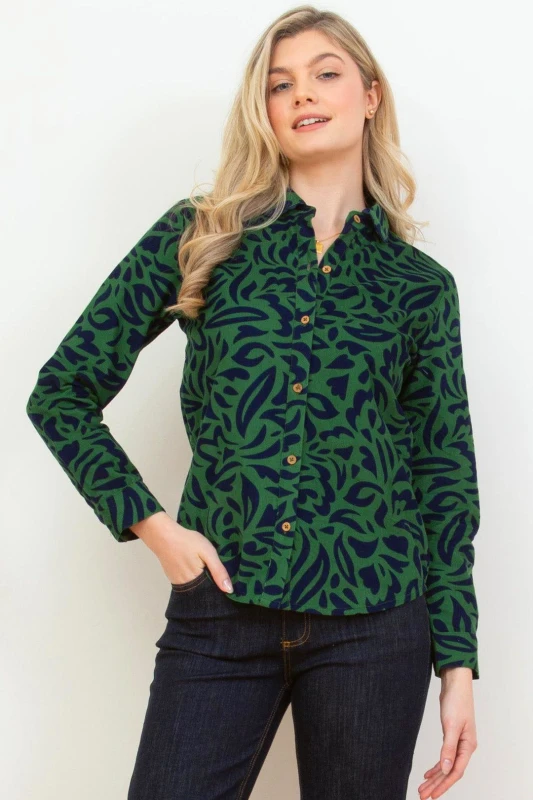 Image of Kite Womens Whitchurch Cord Shirt in Green Size: 14 Green Female 14