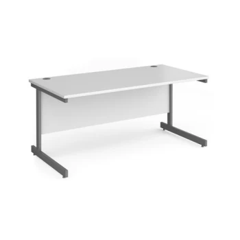 Image of Office Desk 1600mm Rectangular Desk With Cantilever Leg White Tops With Graphite Frames Contract 25