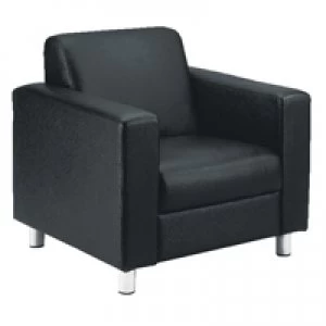 Image of Avior Leather Faced Executive Reception Arm Black Chair KF03529
