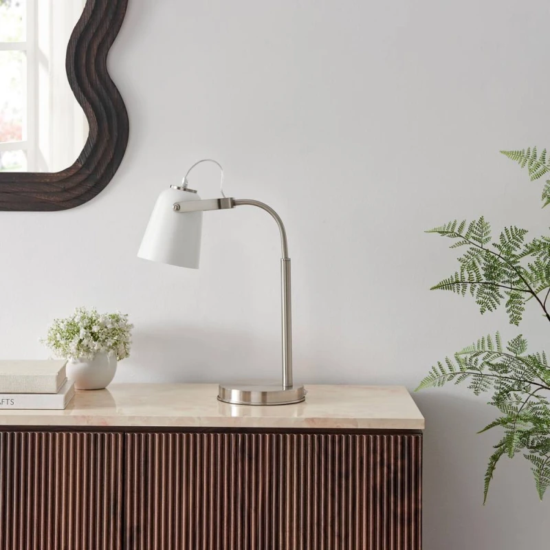 Image of FurnitureboxUK Riley Silver & White Adjustable Table Lamp Silver Unisex