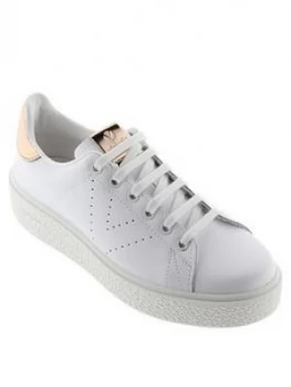 image of Victoria Chunky Sole Leather Tennis Glitter Heel Tab Trainer