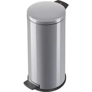 image of Hailo Waste collector SOLID with pedal, size L, 18 l, steel, zinc plated inner container, silver