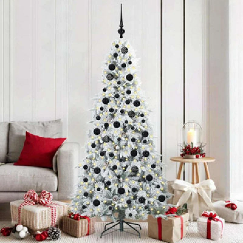 Image of Vidaxl Artificial Hinged Christmas Tree White 180 Cm Pe And Pvc