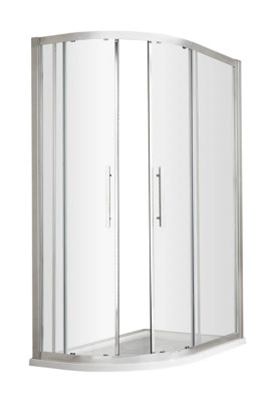 Image of Hudson Reed Apex Offset Quadrant Shower Enclosure, Durable Sliding Glass Shower Doors Screen In Chrome Finish, 1200 X 800mm