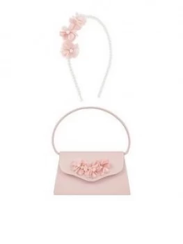 image of Monsoon Girls Macaroon Flower Mini Bag & Alice Band Set - Pink