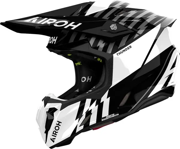 Image of Airoh Twist 3 Thunder Black White Offroad Helmet XL