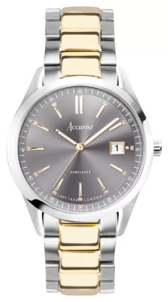 image of Accurist 74013 Everyday Mens Grey Dial Two Tone Steel Watch