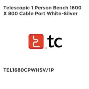 Image of TC Group Telescopic 1 Person Bench 1600 x 800 Cable Port White-Silver