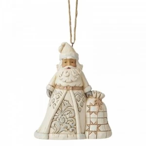 Image of White Woodland Santa Hanging Ornament by Jim Shore