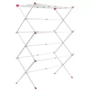 Image of Kleeneze Three-Tier Clothes Airer, 7M Drying Space - Pink/White