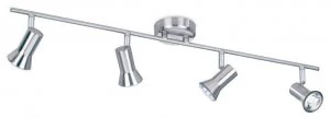 Image of 4 Light Spotlights Bar Brushed Steel, GU10