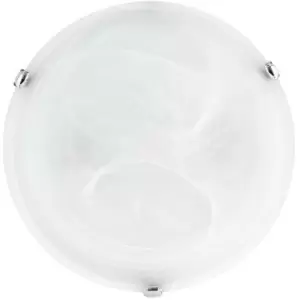 image of Netlighting Merano Detroit 30cm Flush Ceiling Light Alabaster Glass Chrome Metal