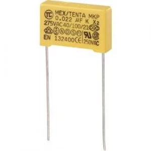 Image of MKP X2 suppression capacitor Radial lead 0.022 uF 275 V AC 10 15mm L x W x H 18 x 5 x 11mm MKP X2