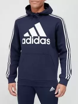 Image of adidas Sportswear Essentials Fleece 3-stripes Logo Hoodie - Navy/White, Size 2XL, Men