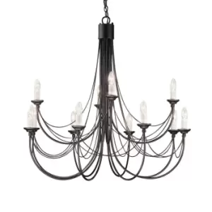 Image of 12 Bulb Chandelier Hanging Pendant LIght Black LED E14 60W Bulb