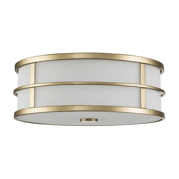 Feiss Fusion 3 Light Glass Flush Light - Natural Brass