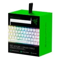 Razer PBT Doubleshot Keycaps and Coiled Cable Upgrade Set - Mercury White - US/UK