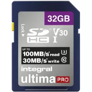 Image of Integral 32GB UltimaPRO V30 Premium SD Card (SDHC) UHS-I U3 - 100MB/s