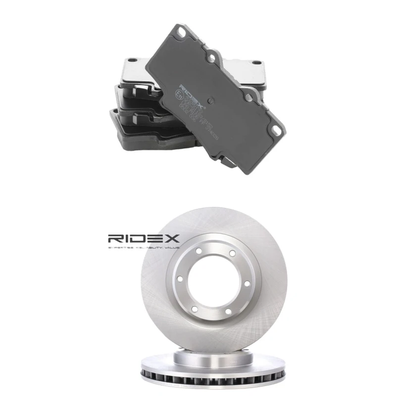 Image of RIDEX 3405B2920 Brake disc and pads set Front Axle, Brake Disc Type: internally vented, incl. wear warning contact Brake Set,disc brakes (3405)