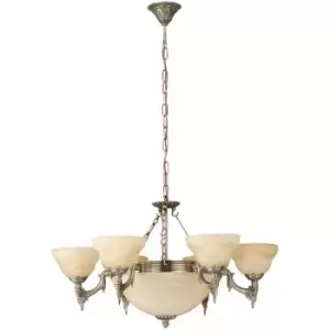 image of Pendant Light Colour Bronzed Shade Champagne Glass Alabaster Bulb E14 9x60W