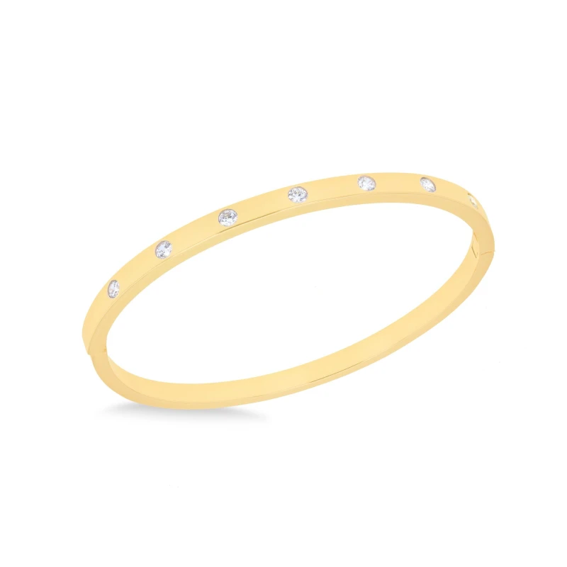 Image of Be You Sterling Silver Yellow Gold Plated CZ Bangle Yellow Gold Pla female One Size