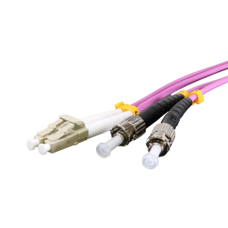 Image of Cablenet 10m OM3 50/125 LC-ST Duplex Violet LSOH Fibre Patch Lead