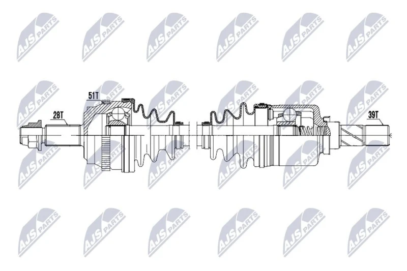 Image of NTY NPW-RE-238 Drive shaft 6-Speed Manual Transmission, Front Axle Left Drive Shaft (13)